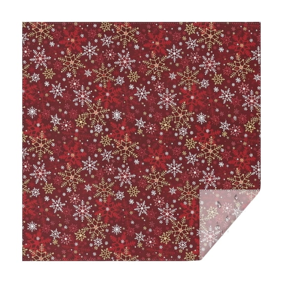 Red Christmas Snowflake Pattern Square Tablecloth,Waterproof Square Table Cover,Wipeable Spillproof Washable Table Cover for Home Kitchen Party Decor 52"x52"(132x132cm)