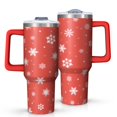thumbnail image 1 of Red Christmas Snowflake Pattern Tumbler with Handle and Lid,40oz Double Wall Vacuum Insulated Tumbler,Cups Gift for Women and Men, 1 of 7