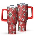 thumbnail image 1 of Red Christmas Snowflake Pattern Tumbler with Handle and Lid,40oz Double Wall Vacuum Insulated Tumbler,Cups Gift for Women and Men, 1 of 7