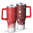 thumbnail image 1 of Red Christmas Snowflake Pattern Tumbler with Handle and Lid,40oz Double Wall Vacuum Insulated Tumbler,Cups Gift for Women and Men, 1 of 7