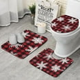 thumbnail image 1 of Red Christmas Snowflake and Plaid Pattern Bathroom Rugs Sets 3 Piece,Toilet Cover Set,Absorbent Non Slip Bathroom Mats Sets with U-Shaped Contour Rug Toilet Rug Set, 1 of 5