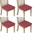 thumbnail image 1 of Red Christmas Snowflake Seat Covers for Dining Room Chairs Set Of 4,Stretch Printed Washable Chair Seat Cover with Elastic Ties and Button,Removable Waterproof Couch Cushion Covers, 1 of 6