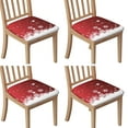thumbnail image 1 of Red Christmas Snowflake Seat Covers for Dining Room Chairs Set Of 4,Stretch Printed Washable Chair Seat Cover with Elastic Ties and Button,Removable Waterproof Couch Cushion Covers, 1 of 6