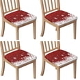 thumbnail image 1 of Red Christmas Snowflake Seat Covers for Dining Room Chairs Set Of 4,Stretch Printed Washable Chair Seat Cover with Elastic Ties and Button,Removable Waterproof Couch Cushion Covers, 1 of 6