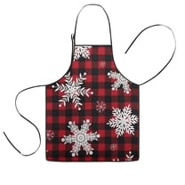 Red Christmas Snowflake and Plaid Pattern Kids Aprons for Girls and Boys,Adjustable Neck Strap Toddler Aprons for Kids Cooking Baking