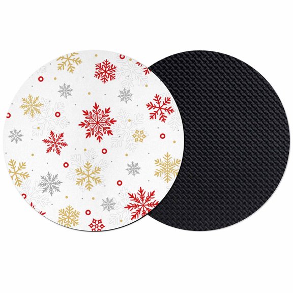 Red Christmas Snowflakes Coasters Set of 2, Absorbent Coasters for Drinks, Winter Xmas Snow Yellow Gray Coaster for Desk Coffee Table Protection, Home Decor House Warming Gifts 4"