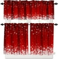 thumbnail image 1 of Red Christmas Snowflakes Curtain Set, Merry Xmas Holiday Window Valances and Tier Set for Living Room Kitchen Home Décor 54''x18'' & 27''x24''x2, 3 Panels, 1 of 5