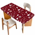 thumbnail image 1 of Red Christmas Snowflakes Table Cloths for 4 Foot Rectangle Tables, Winter Xmas Pine Tree Plant Patio Waterproof Elastic Fitted Tablecloths, Washable Rectangular Table Cover for Camping, 1 of 8