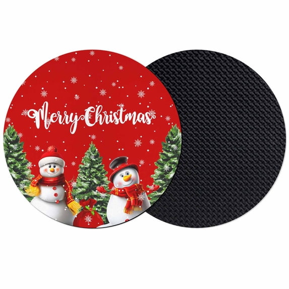 Red Christmas Snowman Coasters Set of 2, Absorbent Coasters for Drinks, Winter Snowflake Green Xmas Tree Coaster for Desk Coffee Table Protection, Home Decor House Warming Gifts 4"