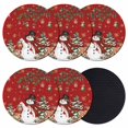 thumbnail image 1 of Red Christmas Snowman Coasters Set of 6, Absorbent Coasters for Drinks, Xmas Snowflake Elk Tree Balls Coaster for Desk Coffee Table Protection, Home Decor House Warming Gifts 4", 1 of 8