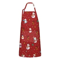 Red Christmas Snowman Apron-Garden Aprons for Women with Pockets-Cotton Linen Waterproof Kitchen Cooking Gardening Aprons Adjustable for Kitchen,Cooking,BBQ and Salon 32"x27"