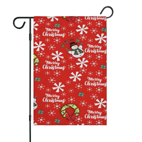 Red Christmas Snowman Pattern Fall Garden Flags 12.5"x18" Double Side,Small Yard Flags for Outside,Outdoor Fall Decor,Autumn Funny Garden Flag Yard Decoration