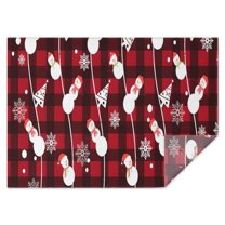 Red Christmas Snowman Pattern Rectangle Tablecloth 60"x84",Waterproof Polyester Rectangle Table Cloth, Wipeable Spillproof Polyester Tablecloth for Dining, Camping, Indoor and Outdoor