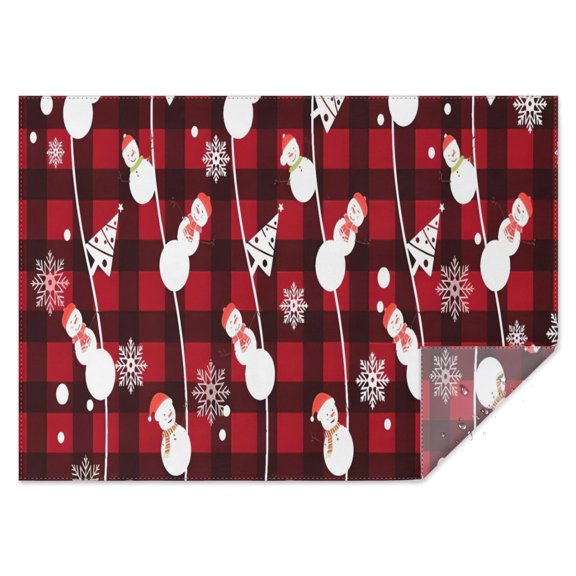 Red Christmas Snowman Pattern Rectangle Tablecloth 60"x84",Waterproof Polyester Rectangle Table Cloth, Wipeable Spillproof Polyester Tablecloth for Dining, Camping, Indoor and Outdoor
