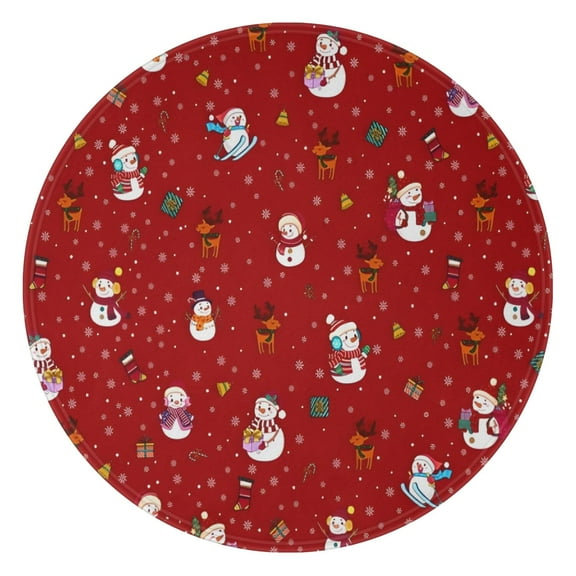 Red Christmas Snowman Pattern Round Blanket,Comfortable Soft Flannel Throw Blanket,All Season,Warm Lightweight Blankets for Sofa Bed Couch Living Room Chair 47"x47"