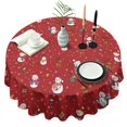 thumbnail image 1 of Red Christmas Snowman Pattern Round Tablecloth 60"x60",Wrinkle Wipeable Table Cloth for Kitchen Dining Room Picnic Patio Party, 1 of 6