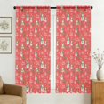 Red Christmas Snowman Pattern Sheer Curtains, Rod Pocket Sheer Drapes ...