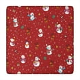 thumbnail image 1 of Red Christmas Snowman Pattern Square Fitted Tablecloth with Elastic Edge,Square Table Cover,Washable Elastic Table Cover for Home Kitchen Party Decor 34"x34", 1 of 6