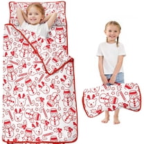Red Christmas Snowman Pattern Toddler Nap Mats for Kids Preschool,50"x20" Sleeping Mat Bag or Kids,Toddler Sleeping Bag,Toddler Nap Mat or Daycare