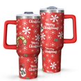 thumbnail image 1 of Red Christmas Snowman Pattern Tumbler with Handle and Lid,40oz Double Wall Vacuum Insulated Tumbler,Cups Gift for Women and Men, 1 of 7