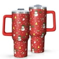 thumbnail image 1 of Red Christmas Snowman Pattern Tumbler with Handle and Lid,40oz Double Wall Vacuum Insulated Tumbler,Cups Gift for Women and Men, 1 of 7