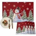 thumbnail image 1 of Red Christmas Snowman Placemat of 1 PC, Xmas Tree Gold White Snowflake Table Mats Washable Heat-Insulation Non-Slip Place Mats for Kitchen Dinner Table Indoor Outdoor Decor,13x19 Inch, 1 of 9