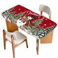 thumbnail image 1 of Red Christmas Snowman Table Cloths for 3 Foot Rectangle Tables, Xmas Tree Snowflake Botanical Patio Waterproof Elastic Fitted Tablecloths, Washable Rectangular Table Cover for Camping, 1 of 8