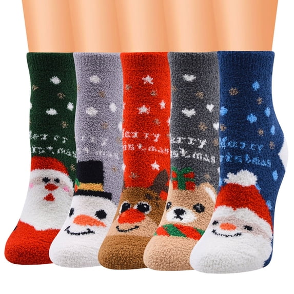 Red Christmas Socks Santa Socks For Women Christmas Cotton Pattern Socks Cotton Blend Funny Cute Wool Socks Crew Novelty Socks Xmas Christmas Gift One Size