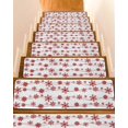 thumbnail image 1 of Red Christmas Stair Treads for Wooden Steps Indoor Runner Rug Carpet, Winter Xmas Snowflake Wave 4 Pieces Peel and Stick Staircase Step Treads Covers Washable Throw Door Mats, 30"x8", 1 of 7