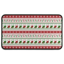 Red Christmas Stocking and Snowflake Pattern Door Rugs,Washable Non Slip Door Mats Indoor,Decorative Door Mats,Entry Mat Indoor for Entrance,Bedroom,Kitchen,Bathroom,30"x17"