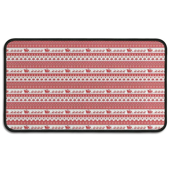 Red Christmas Striped Pattern (2) Door Rugs,Washable Non Slip Door Mats Indoor,Decorative Door Mats,Entry Mat Indoor for Entrance,Bedroom,Kitchen,Bathroom,30"x17"