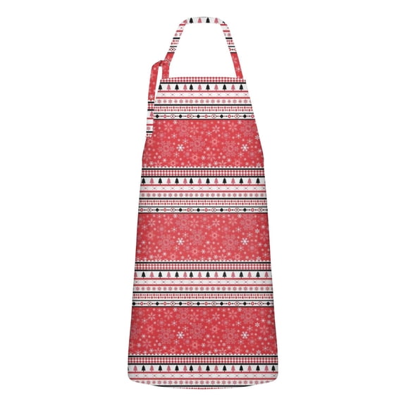 Red Christmas Striped Apron-Garden Aprons for Women with Pockets-Cotton Linen Waterproof Kitchen Cooking Gardening Aprons Adjustable for Kitchen,Cooking,BBQ and Salon 32"x27"