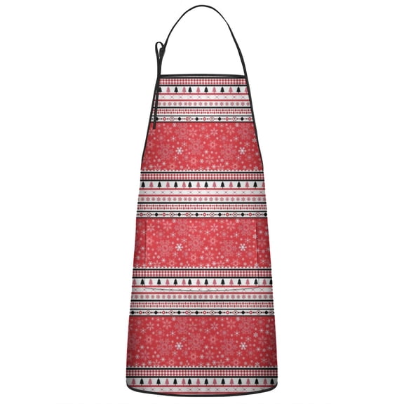 Red Christmas Striped Pattern Apron-Garden Aprons for Women with Pockets-Cotton Linen Waterproof Kitchen Cooking Gardening Aprons Adjustable for Kitchen,Cooking,BBQ and Salon 33"x27"