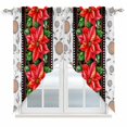 thumbnail image 1 of Red Christmas Swag Valances for Windows 2 Pack, Kitchen Window Curtains 36 Inch Length, Xmas Botanical Poinsettia Privacy Swag Curtains for Living Room/Bathroom with Rod Pocket 36"x36", 1 of 8