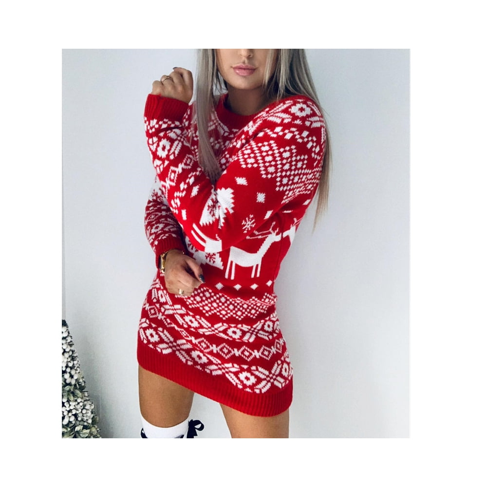 Red Christmas Sweater Dress Micro Mini Red Dress for the holidays ...