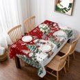 thumbnail image 1 of Red Christmas Table Cloth Waterproof Tablecloths, Snowman Snowflake Xmas Tree Winter Tablecloth Dining Table Cover for Kitchen Party Tabletop Outdoor, Rectangle Tablecloth 60x102 Inch, 1 of 9