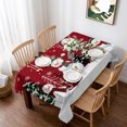 thumbnail image 1 of Red Christmas Table Cloth Waterproof Tablecloths, Snowman Xmas Tree Winter Snowflake Tablecloth Dining Table Cover for Kitchen Party Tabletop Outdoor, Rectangle Tablecloth 52x70 Inch, 1 of 9