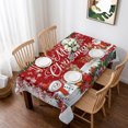 thumbnail image 1 of Red Christmas Table Cloth Waterproof Tablecloths, Xmas Snowman Santa Elk Winter Snowflake Tablecloth Dining Table Cover for Kitchen Party Tabletop Outdoor, Rectangle Tablecloth 60x102 Inch, 1 of 9