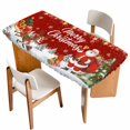 thumbnail image 1 of Red Christmas Table Cloths for 3 Foot Rectangle Tables, Santa Elk Gifts Snowflake Winter Xmas Tree Patio Waterproof Elastic Fitted Tablecloths, Washable Rectangular Table Cover for Camping, 1 of 8