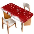 thumbnail image 1 of Red Christmas Table Cloths for 3 Foot Rectangle Tables, Snowflake Winter Xmas Ball Patio Waterproof Elastic Fitted Tablecloths, Washable Rectangular Table Cover for Camping, 1 of 8