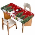 thumbnail image 1 of Red Christmas Table Cloths for 3 Foot Rectangle Tables, Snowman Xmas Tree Gifts Snowflake Winter Patio Waterproof Elastic Fitted Tablecloths, Washable Rectangular Table Cover for Camping, 1 of 8