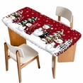 thumbnail image 1 of Red Christmas Table Cloths for 3 Foot Rectangle Tables, Snowman Xmas Tree Winter Snowflake Patio Waterproof Elastic Fitted Tablecloths, Washable Rectangular Table Cover for Camping, 1 of 8
