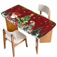 thumbnail image 1 of Red Christmas Table Cloths for 4 Foot Rectangle Tables, Gnomes Xmas Tree Snowflake Winter Gifts Patio Waterproof Elastic Fitted Tablecloths, Washable Rectangular Table Cover for Camping, 1 of 8