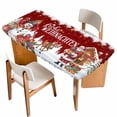 thumbnail image 1 of Red Christmas Table Cloths for 4 Foot Rectangle Tables, Santa Snowman Snowflake Gifts Elk Patio Waterproof Elastic Fitted Tablecloths, Washable Rectangular Table Cover for Camping, 1 of 8