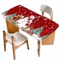 thumbnail image 1 of Red Christmas Table Cloths for 4 Foot Rectangle Tables, Snowman Gifts Xmas Tree Snowflake Winter Patio Waterproof Elastic Fitted Tablecloths, Washable Rectangular Table Cover for Camping, 1 of 8