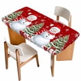 thumbnail image 1 of Red Christmas Table Cloths for 4 Foot Rectangle Tables, Snowman Snowflake Xmas Tree Gifts Patio Waterproof Elastic Fitted Tablecloths, Washable Rectangular Table Cover for Camping, 1 of 8
