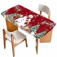 thumbnail image 1 of Red Christmas Table Cloths for 4 Foot Rectangle Tables, Snowman Xmas Tree Snowflake Winter Patio Waterproof Elastic Fitted Tablecloths, Washable Rectangular Table Cover for Camping, 1 of 8