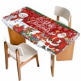 thumbnail image 1 of Red Christmas Table Cloths for 4 Foot Rectangle Tables, Xmas Snowman Santa Elk Winter Snowflake Patio Waterproof Elastic Fitted Tablecloths, Washable Rectangular Table Cover for Camping, 1 of 8