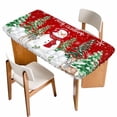 thumbnail image 1 of Red Christmas Table Cloths for 4 Foot Rectangle Tables, Xmas Trees Snowman Elk Snowflake Patio Waterproof Elastic Fitted Tablecloths, Washable Rectangular Table Cover for Camping, 1 of 8