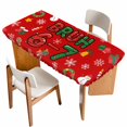 thumbnail image 1 of Red Christmas Table Cloths for 4 Foot Rectangle Tables, Xmas Trees Snowmans Snowflakes Gifts Cartoon Patio Waterproof Elastic Fitted Tablecloths, Washable Rectangular Table Cover for Camping, 1 of 8